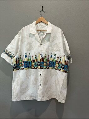 KY's Hawaiian Men's Shirt Sz 3XL Beer Bottle Design 100% Cotton